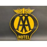 An early AA Hotel double sided enamel sign by Franco, 21 1/2 x 25".