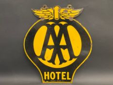 An early AA Hotel double sided enamel sign by Franco, 21 1/2 x 25".