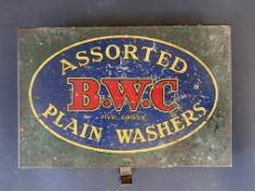 A boxed set of B.W.C. plain washers, with bright decal to the lid.