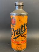 An early Pratts Motor Oil quart cylindrical oil can.