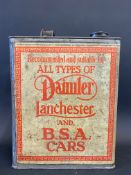 A self-changing oil for Daimler Lanchester & BSA cars gallon can.