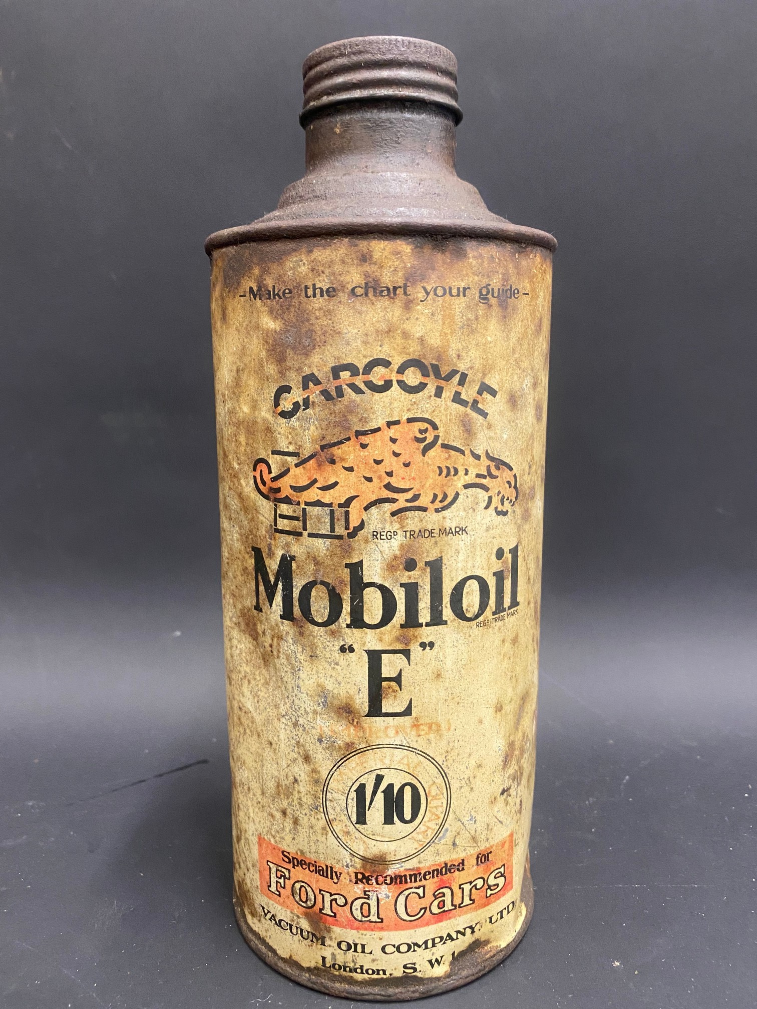 A Gargoyle Mobiloil 'E' Grade for Ford Cars quart cylindrical oil can. - Image 2 of 4