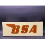 A B.S.A. illuminated lightbox, 22 1/2" wide x 8" high x 5" deep.