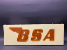 A B.S.A. illuminated lightbox, 22 1/2" wide x 8" high x 5" deep.