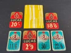 A small selection of original Lucas price tickets.