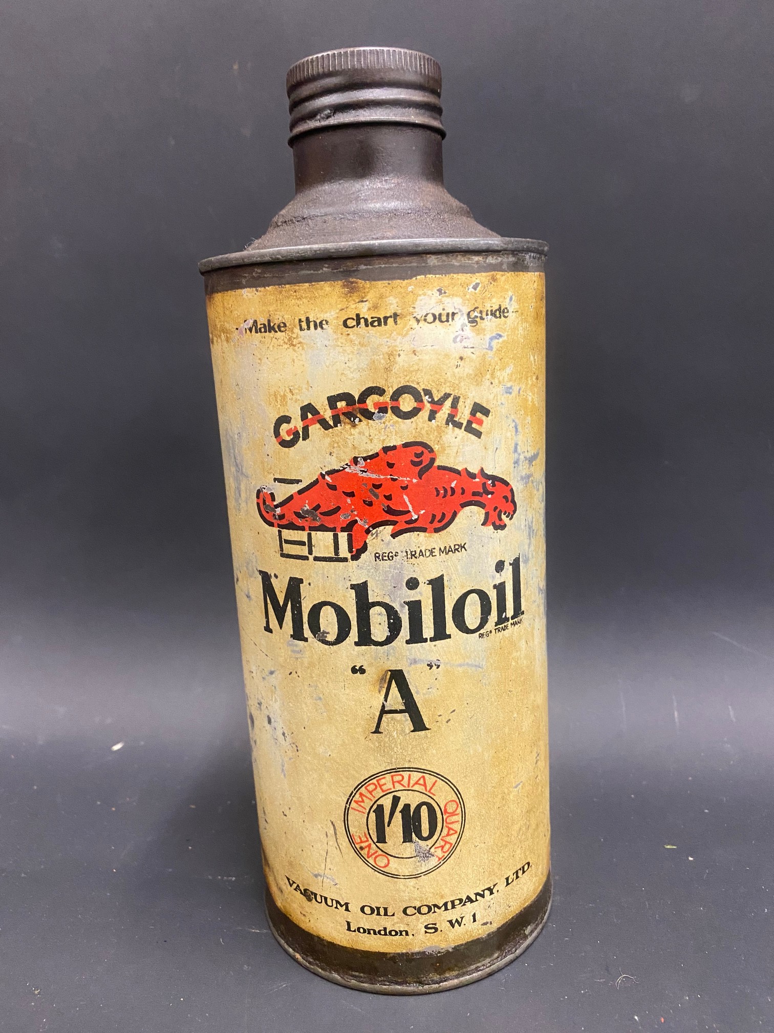 A Gargoyle Mobiloil 'A' Grade quart cylindrical oil can. - Image 2 of 4