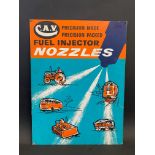 A C.A.V. Fuel Injector Nozzles pictorial showcard depicting five modes of transport including