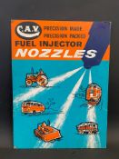 A C.A.V. Fuel Injector Nozzles pictorial showcard depicting five modes of transport including