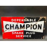 A Dependable Champion Spark Plugs Service rectangular enamel sign dated 1951, 23 x 13".