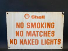 A Shell No Smoking garage forecourt enamel sign, 18 x 12".