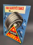 An Avon Tyres 'New Safety' celluloid showcard, in excellent condition, 9 x 12 3/4".