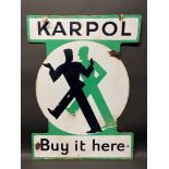 A Karpol Car Polish double sided enamel sign, 21 x 28 1/2".