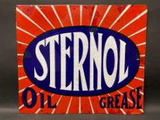 A Sternol Oil and Grease rectangular enamel sign with some older retouching, 21 x 18".