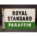 A Royal Standard Paraffin double sided enamel sign with hanging flange, 18 x 12".