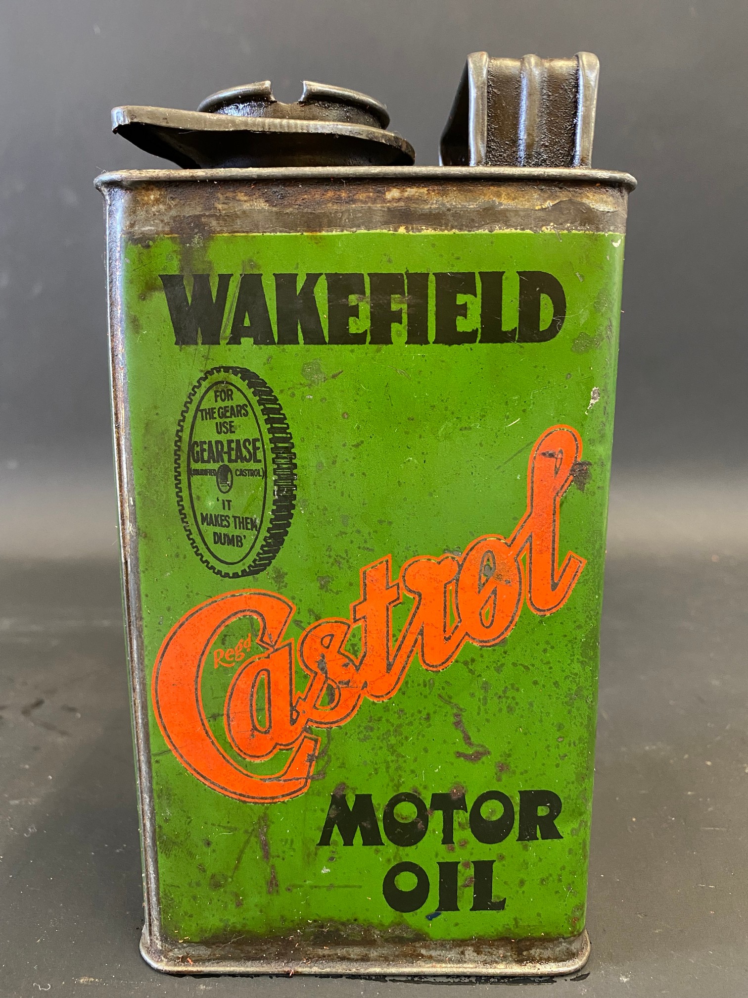 A Wakefield Castrol Gear-Ease Motor Oil rectangular quart can.
