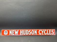 A rare New Hudson Cycles narrow enamel sign by Patent Enamel in superb condition, 36 x 4".