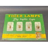 A Tiger Lamps pictorial tin advertising sign, 13 3/4 x 9 1/2".