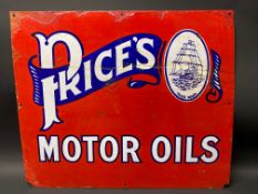 A Price's Motor Oils rectangular enamel sign by Bruton of Palmers Green, older amateur retouching,