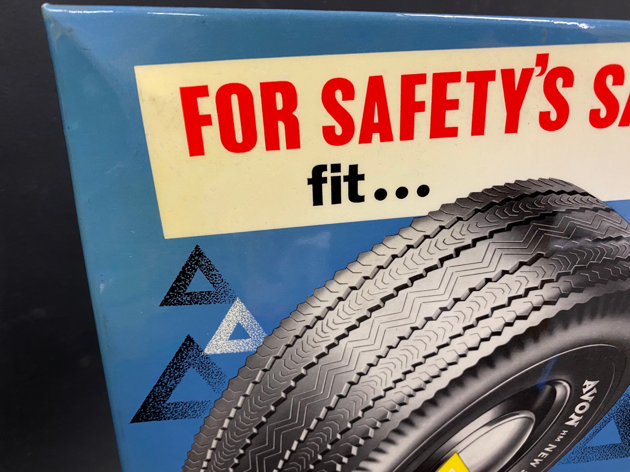 An Avon Tyres 'New Safety' celluloid showcard, in excellent condition, 9 x 12 3/4". - Image 2 of 3