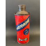 A Price's Motorine cylindrical quart can.