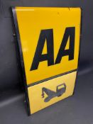 An AA illuminated lightbox with breakdown lorry motif, lacking back panel, 16 x 27".