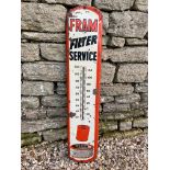 A Fram Filter Service tin thermometer, 8 x 38 1/2".