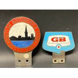 A British Automobile Club of Dusseldorf car badge and a second GB badge.