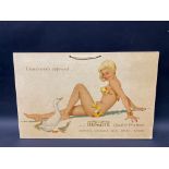 A Heppolite pictorial showcard depicting a recumbant lady in a bikini accompanied by a goose and her