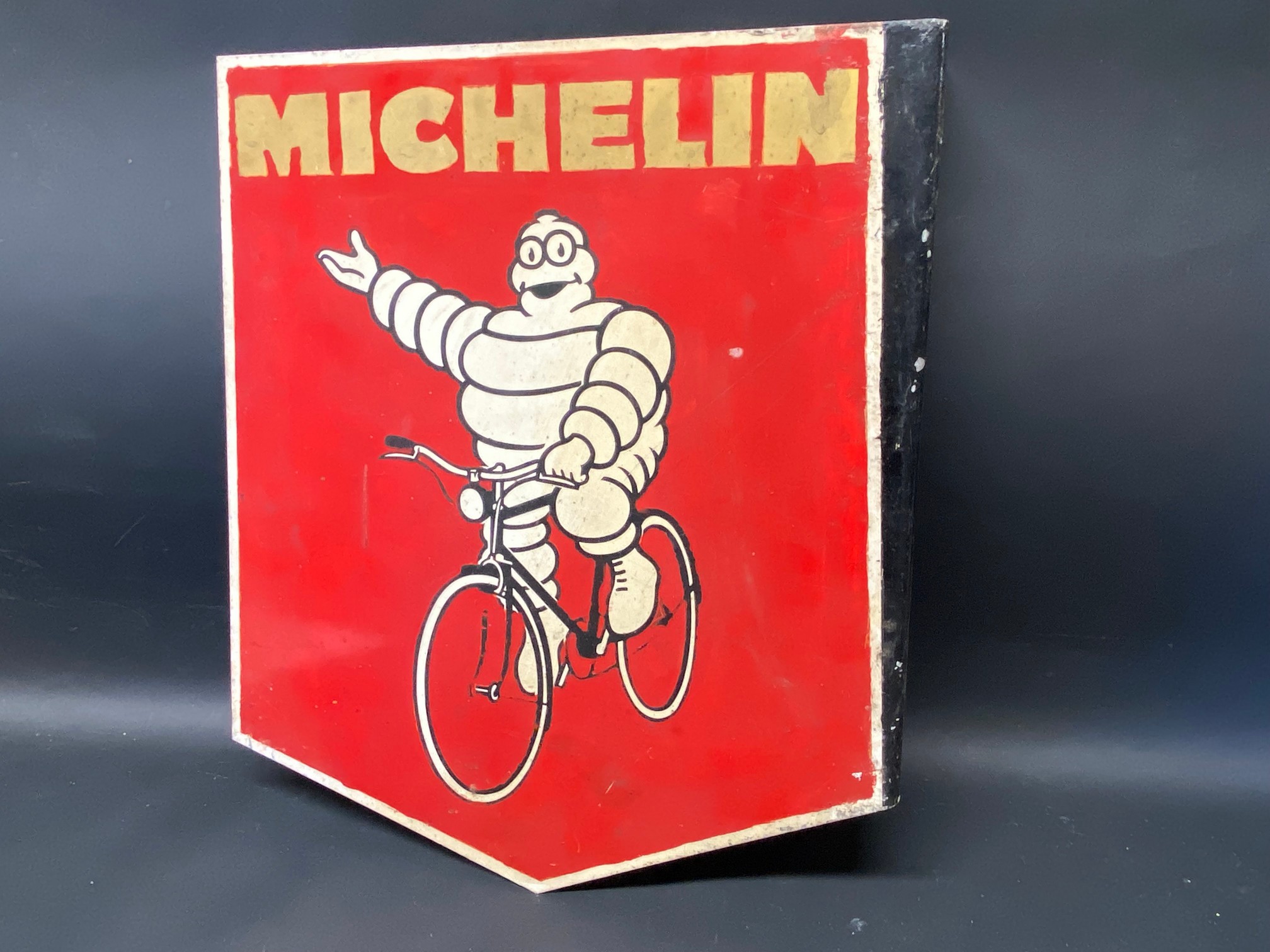 A Michelin pictorial double sided aluminium advertising sign with hanging flange, the red repainted, - Image 3 of 3