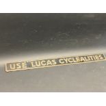 An early Lucas Cyclealities shelf strip with embossed lettering.