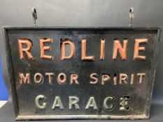 A rare Redline Motor Spirit Garage rectangular double sided lightbox for restoration, 30 1/2" w x