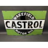 A Wakefield Castrol Motor Oil rectangular enamel sign by Bruton of Palmers Green, excellent gloss,