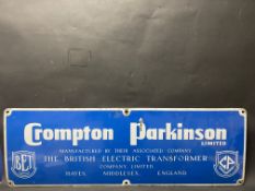 A Crompton Parkinson Limited rectangular advertising sign, 48 x 16".