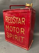 A Redstar Motor Spirit two gallon petrol can, with plain brass cap.
