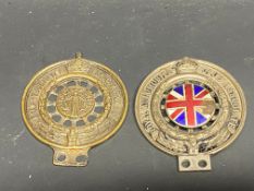 An Autocycle Union RAC Associate badge and a small RAC Associate badge by Collings of London.