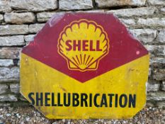 A Shell Lubrication partial tin advertising sign, 34 x 28".