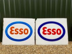 Three large Esso garage forecourt lightbox panels, each 61 x 51".