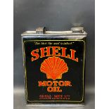A Shell Motor Oil gallon can, in excellent condition.