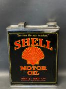 A Shell Motor Oil gallon can, in excellent condition.