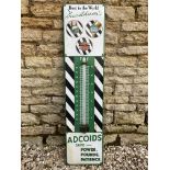 A Duckham's Adcoids black and white enamel thermometer, 11 x 45 1/2".