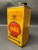 A Shell Lubricating Oil gallon can.