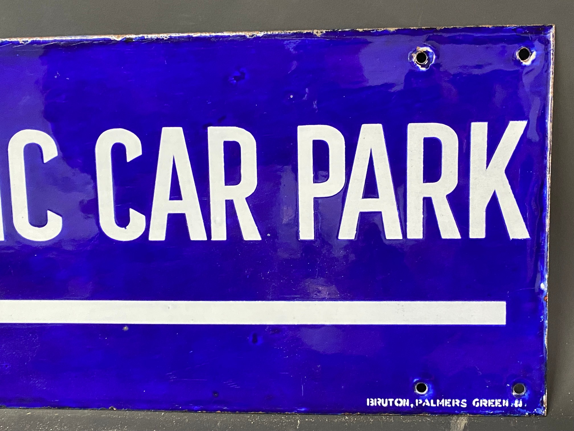 An RAC Public Car Park double sided enamel sign in superb condition, by Bruton of Palmers Green, - Image 4 of 7