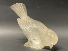 A Lalique glass car accessory mascot in the form of a bird, engraved to base: R. Lalique France