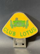 A Club Lotus enamel car badge bearing words: Founder Member.