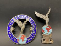 Two Royal Air Forces Association enamel car badges.