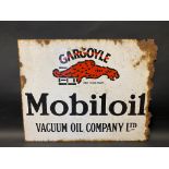 A Gargoyle Mobiloil rectangular double sided enamel sign, lacking hanging flange, 20 x 16".