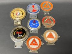 Eight assorted car badges to include Buckingham & District Motor Club, Institute of Advanced