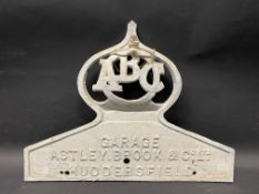 An ABC Garage, Huddersfield aluminium plaque, 14 1/4 x 10 3/4".