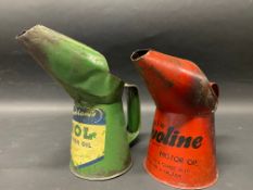 An Ovoline Motor Oil pint measure plus another for Duckham's NOL.