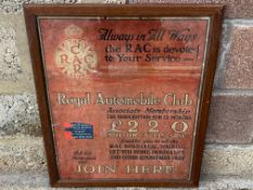 A framed and glazed early RAC showcard, 21 3/4 x 26 1/2".